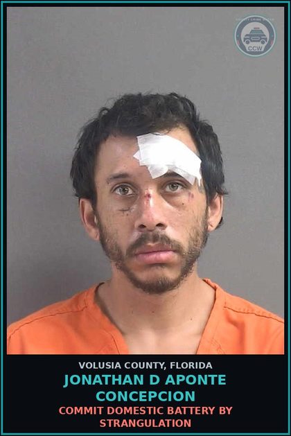 CCW arrest card for JONATHAN D APONTE CONCEPCION in Volusia County: COMMIT DOMESTIC BATTERY BY STRANGULATION