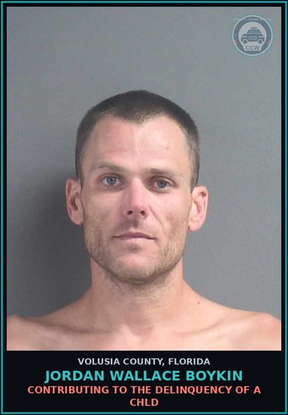 CCW arrest card for JORDAN WALLACE BOYKIN in Volusia County: CONTRIBUTING TO THE DELINQUENCY OF A CHLD