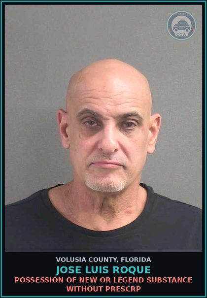 CCW arrest card for JOSE LUIS ROQUE in Volusia County: POSSESS LESS THAN 20 GRAMS CANNA