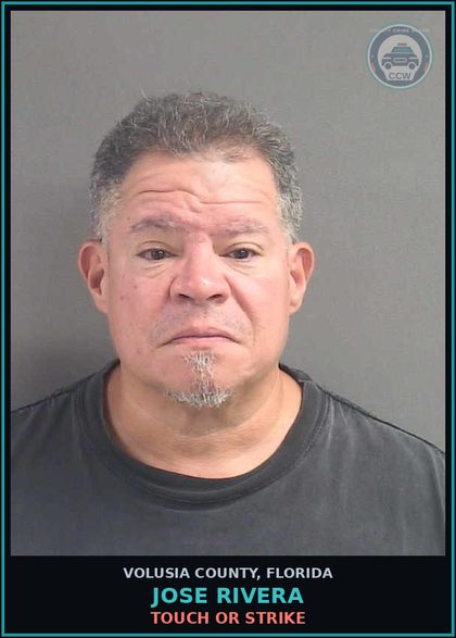 CCW arrest card for JOSE RIVERA in Volusia County: TOUCH OR STRIKE