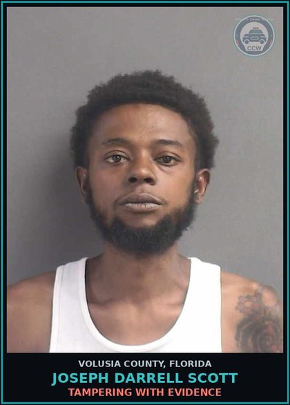 CCW arrest card for JOSEPH DARRELL SCOTT in Volusia County: TAMPERING WITH EVIDENCE
