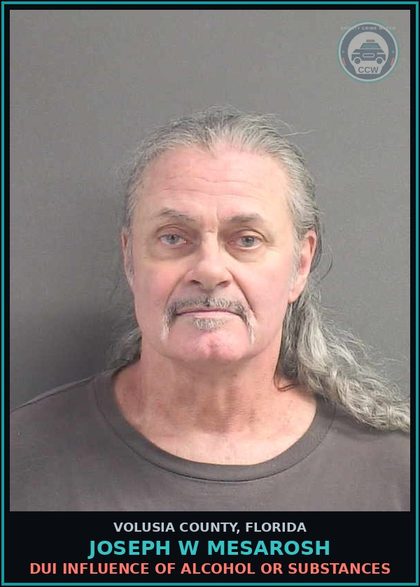 CCW arrest card for JOSEPH W MESAROSH in Volusia County: DUI INFLUENCE OF ALCOHOL OR SUBSTANCES
