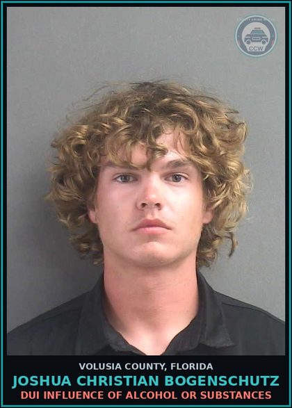 CCW arrest card for JOSHUA CHRISTIAN BOGENSCHUTZ in Volusia County: DUI INFLUENCE OF ALCOHOL OR SUBSTANCES