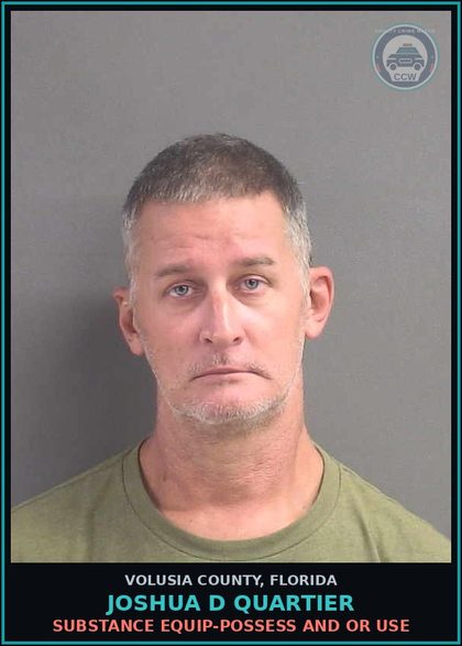 CCW arrest card for JOSHUA D QUARTIER in Volusia County: SUBSTANCE EQUIP-POSSESS AND OR USE