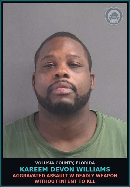 CCW arrest card for KAREEM DEVON WILLIAMS in Volusia County: BURGLARY OF AN UNOCCUPIED CONVEYANCE