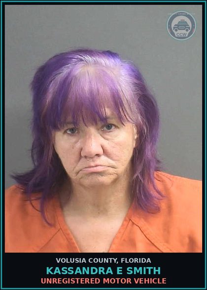 CCW arrest card for KASSANDRA E SMITH in Volusia County: UNREGISTERED MOTOR VEHICLE