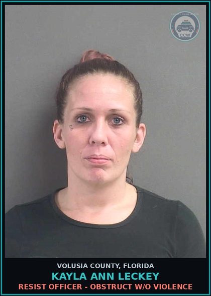 CCW arrest card for KAYLA ANN LECKEY in Volusia County: DRIV WHILE LIC SUSPEND REVOCATION EQUIV STATUS