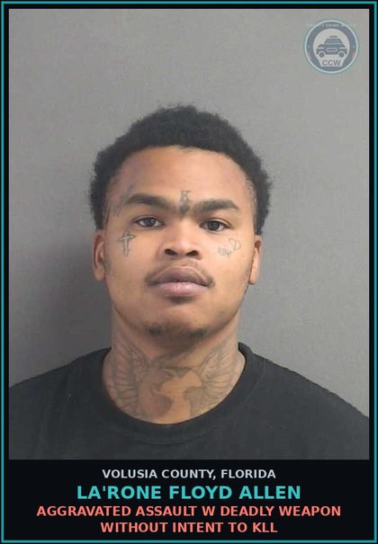 CCW arrest card for LA'RONE FLOYD ALLEN in Volusia County: IN STATE DELINQUENT POSS FIREARM OR AMMUNITION