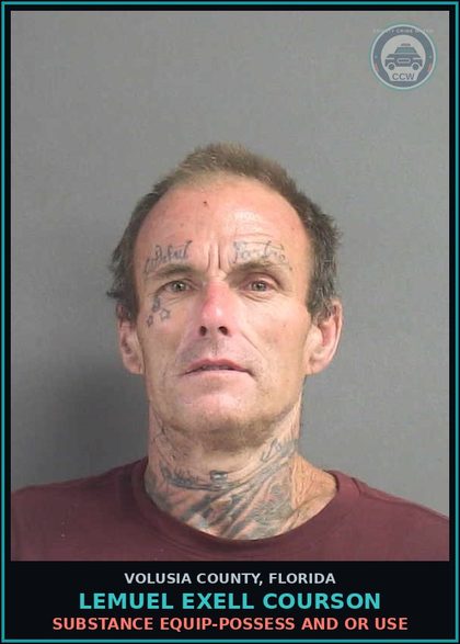 CCW arrest card for LEMUEL EXELL COURSON in Volusia County: SUBSTANCE EQUIP-POSSESS AND OR USE
