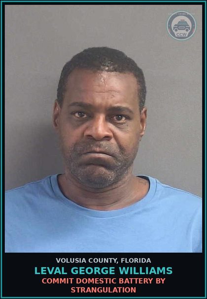 CCW arrest card for LEVAL GEORGE WILLIAMS in Volusia County: COMMIT DOMESTIC BATTERY BY STRANGULATION