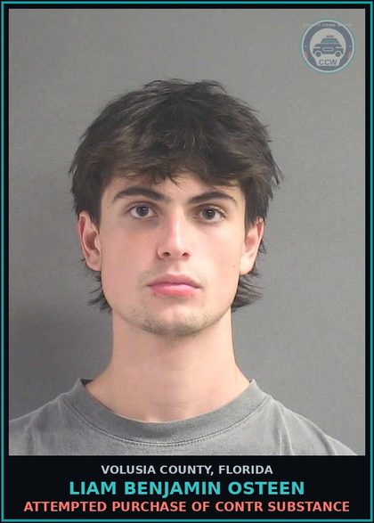 CCW arrest card for LIAM BENJAMIN OSTEEN in Volusia County: ATTEMPTED PURCHASE OF CONTR SUBSTANCE
