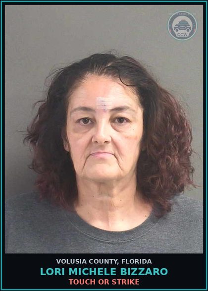CCW arrest card for LORI MICHELE BIZZARO in Volusia County: TOUCH OR STRIKE