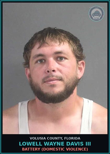 CCW arrest card for LOWELL WAYNE DAVIS III in Volusia County: BATTERY (DOMESTIC VIOLENCE)