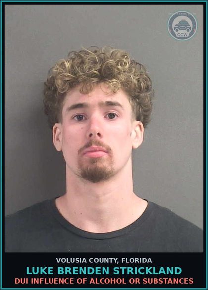 CCW arrest card for LUKE BRENDEN STRICKLAND in Volusia County: DUI INFLUENCE OF ALCOHOL OR SUBSTANCES