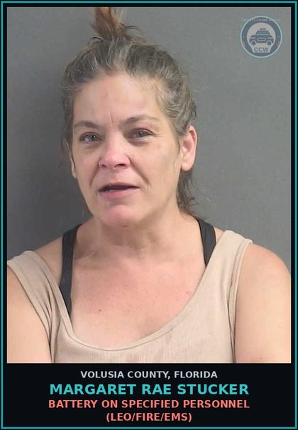 CCW arrest card for MARGARET RAE STUCKER in Volusia County: CAUSE BODILY HARM