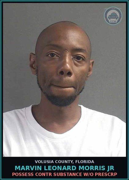 CCW arrest card for MARVIN LEONARD MORRIS JR in Volusia County: POSSESS CONTR SUBSTANCE W/O PRESCRP