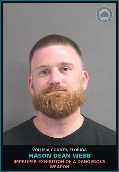 CCW arrest card for MASON DEAN WEBB in Volusia County: GRAND THEFT