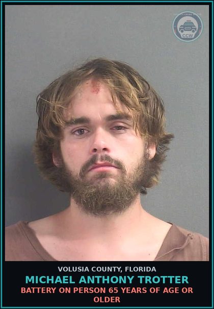 CCW arrest card for MICHAEL ANTHONY TROTTER in Volusia County: TAMPERING WITH A WITNESS BY PREVENTING COMMUNICATION TO LAW ENFORCEMENT