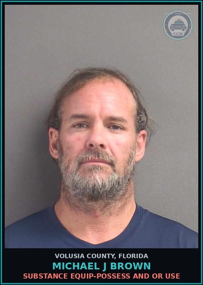 CCW arrest card for MICHAEL J BROWN in Volusia County: SUBSTANCE EQUIP-POSSESS AND OR USE