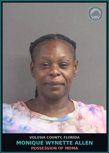 CCW arrest card for MONIQUE WYNETTE ALLEN in Volusia County: POSSESSION OF MDMA
