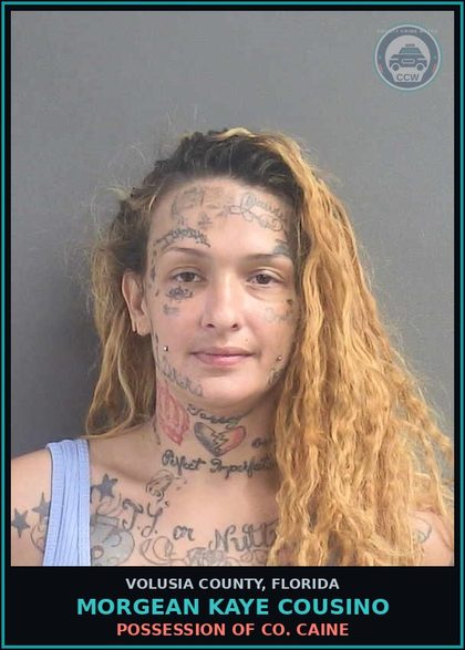 CCW arrest card for MORGEAN KAYE COUSINO in Volusia County: DRIVE WHILE LIC SUSP HABITUAL OFFENDER