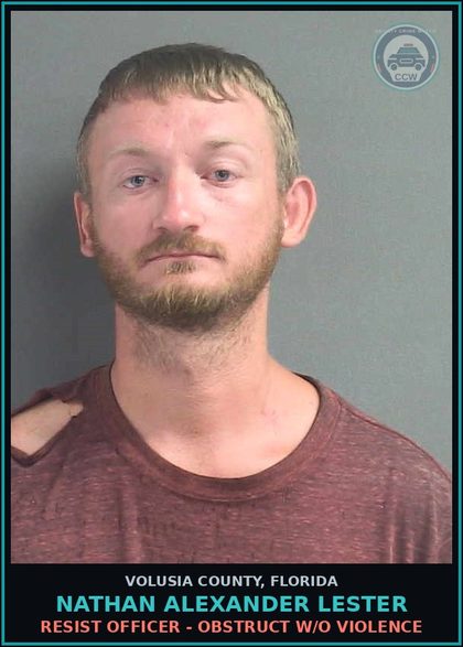 CCW arrest card for NATHAN ALEXANDER LESTER in Volusia County: TOUCH OR STRIKE