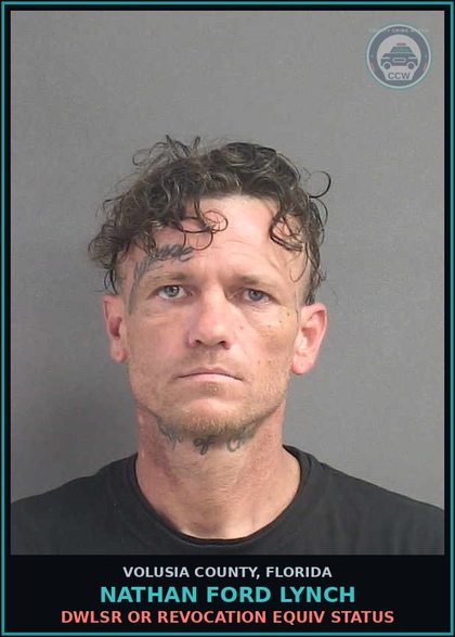 CCW arrest card for NATHAN FORD LYNCH in Volusia County: DWLSR OR REVOCATION EQUIV STATUS