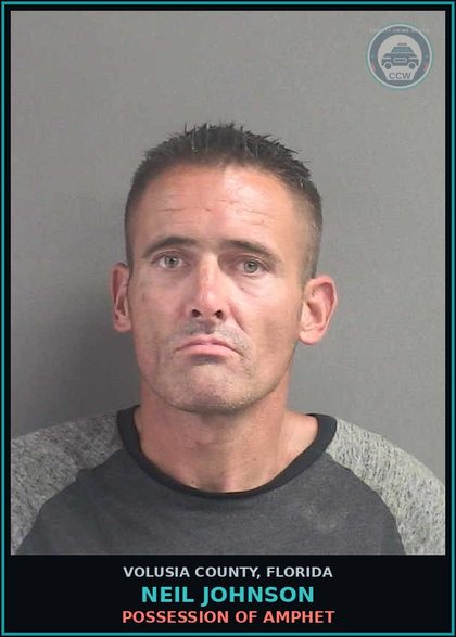 CCW arrest card for NEIL JOHNSON in Volusia County: POSSESSION OF AMPHET