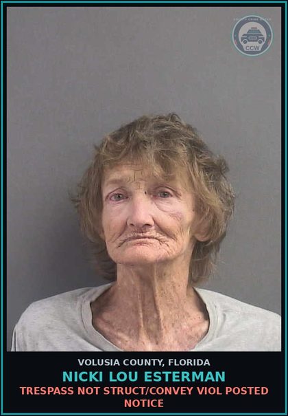 CCW arrest card for NICKI LOU ESTERMAN in Volusia County: TRESPASS NOT STRUCT/CONVEY VIOL POSTED NOTICE