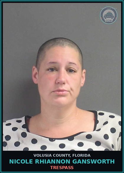 CCW arrest card for NICOLE RHIANNON GANSWORTH in Volusia County: TRESPASS