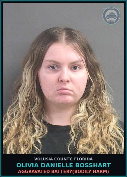 CCW arrest card for OLIVIA DANIELLE BOSSHART in Volusia County: AGGRAVATED BATTERY(BODILY HARM)