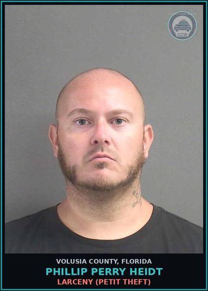 CCW arrest card for PHILLIP PERRY HEIDT in Volusia County: LARCENY (PETIT THEFT)
