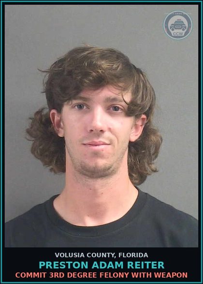 CCW arrest card for PRESTON ADAM REITER in Volusia County: COMMIT 3RD DEGREE FELONY WITH WEAPON