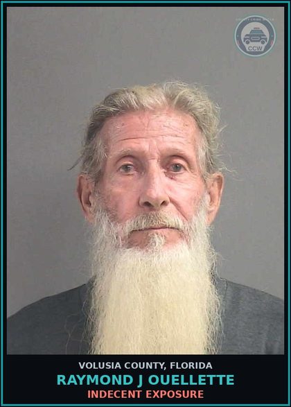 CCW arrest card for RAYMOND J OUELLETTE in Volusia County: INDECENT EXPOSURE