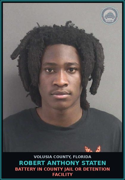 CCW arrest card for ROBERT ANTHONY STATEN in Volusia County: BATTERY IN COUNTY JAIL OR DETENTION FACILITY