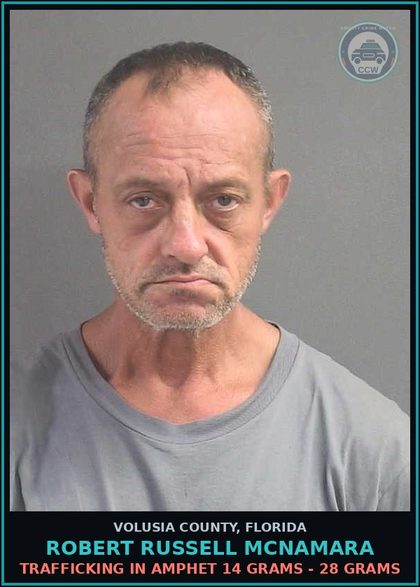 CCW arrest card for ROBERT RUSSELL MCNAMARA in Volusia County: TRAFFICKING IN AMPHET 14 GRAMS - 28 GRAMS