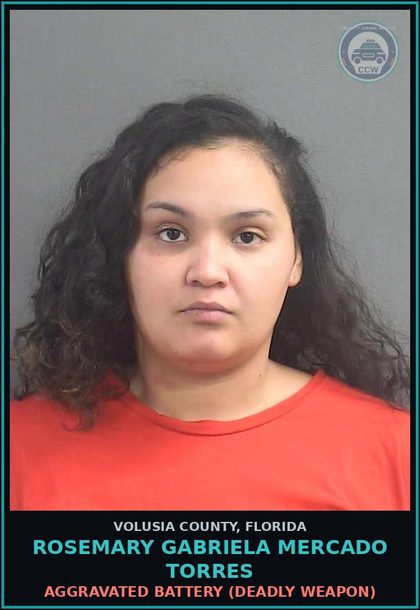 CCW arrest card for ROSEMARY GABRIELA MERCADO TORRES in Volusia County: AGGRAVATED BATTERY (DEADLY WEAPON)