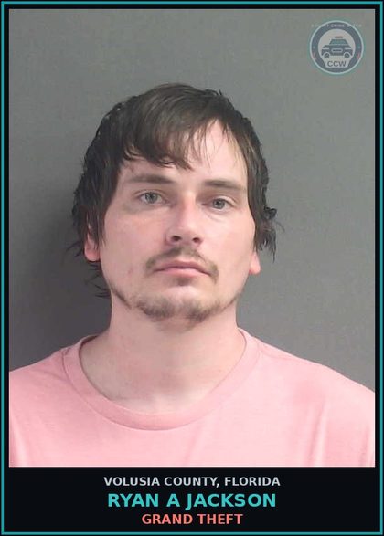 CCW arrest card for RYAN A JACKSON in Volusia County: GRAND THEFT