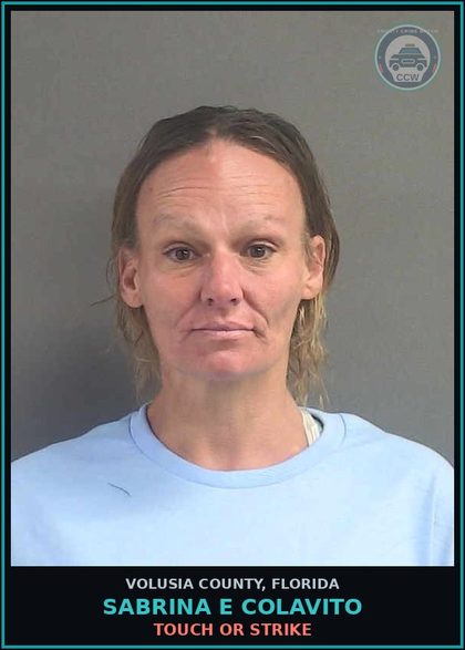 CCW arrest card for SABRINA E COLAVITO in Volusia County: TOUCH OR STRIKE