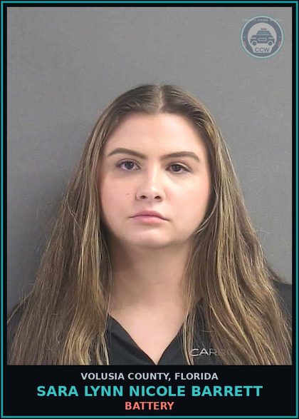 CCW arrest card for SARA LYNN NICOLE BARRETT in Volusia County: BATTERY