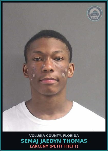 CCW arrest card for SEMAJ JAEDYN THOMAS in Volusia County: RESIST OFFICER - OBSTRUCT W/O VIOLENCE