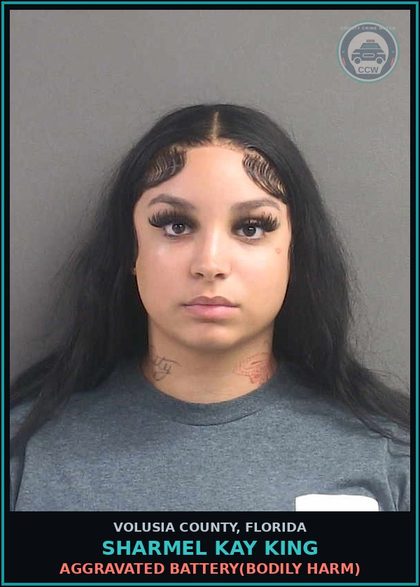 CCW arrest card for SHARMEL KAY KING in Volusia County: AGGRAVATED BATTERY(BODILY HARM)