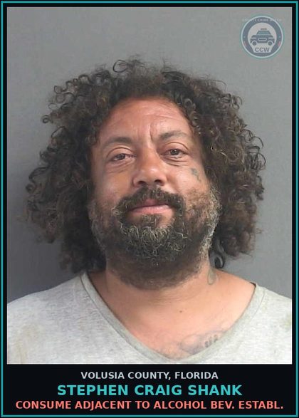 CCW arrest card for STEPHEN CRAIG SHANK in Volusia County: CONSUME ADJACENT TO ALCOHOL BEV. ESTABL.