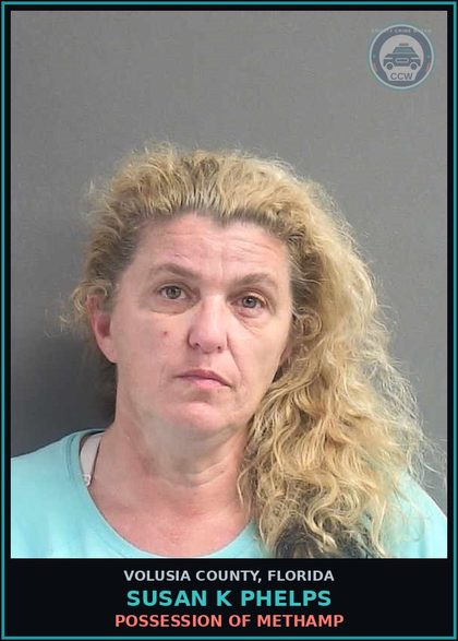 CCW arrest card for SUSAN K PHELPS in Volusia County: POSSESSION OF METHAMP