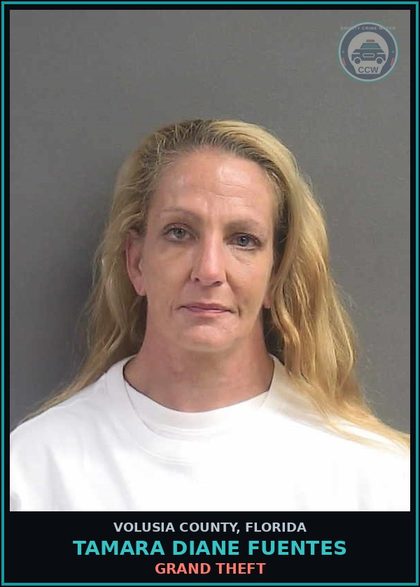 CCW arrest card for TAMARA DIANE FUENTES in Volusia County: GRAND THEFT