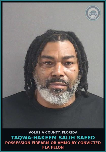 CCW arrest card for TAQWA-HAKEEM SALIH SAEED in Volusia County: SALE/POSS.WIT SELL WI 1000FT.CHLD CARE/SCHOOL