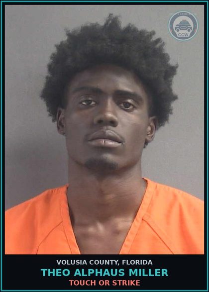 CCW arrest card for THEO ALPHAUS MILLER in Volusia County: TOUCH OR STRIKE
