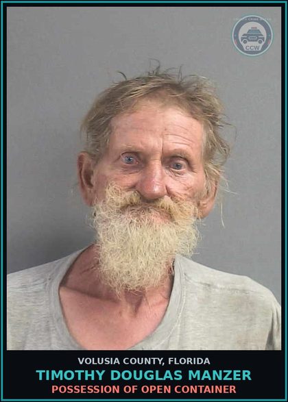 CCW arrest card for TIMOTHY DOUGLAS MANZER in Volusia County: TRESPASS FAIL TO LEAVE PROP ON ORDER OF OWNER
