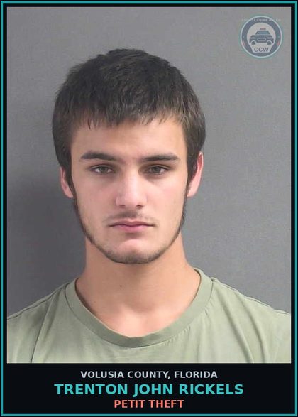 CCW arrest card for TRENTON JOHN RICKELS in Volusia County: PETIT THEFT