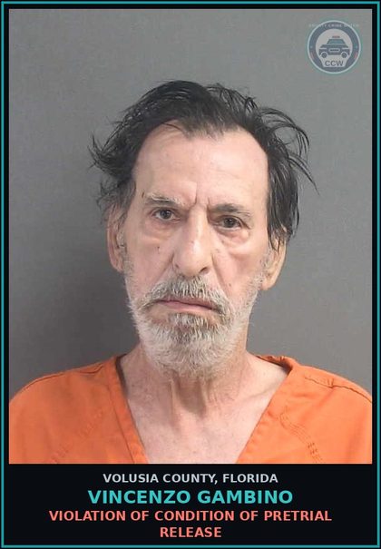CCW arrest card for VINCENZO GAMBINO in Volusia County: VIOLATION OF CONDITION OF PRETRIAL RELEASE